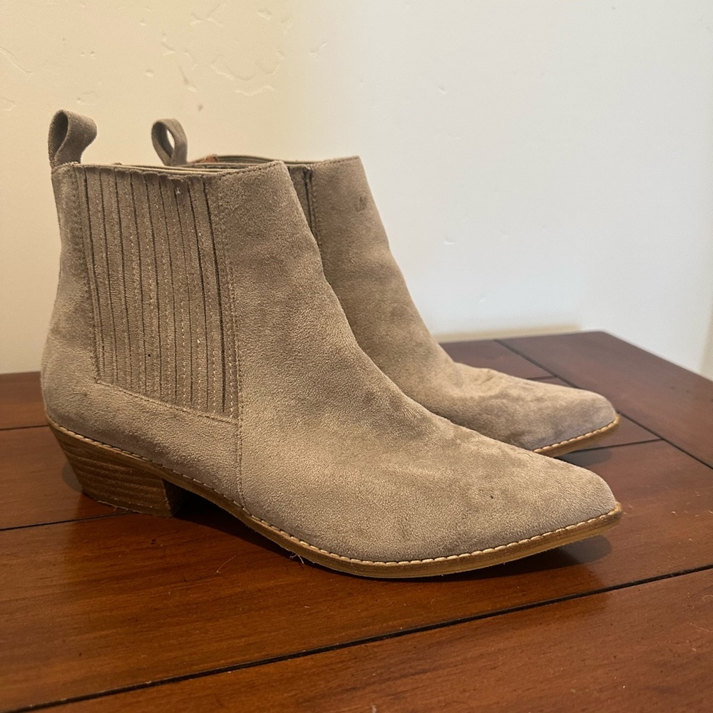 Grey suede booties